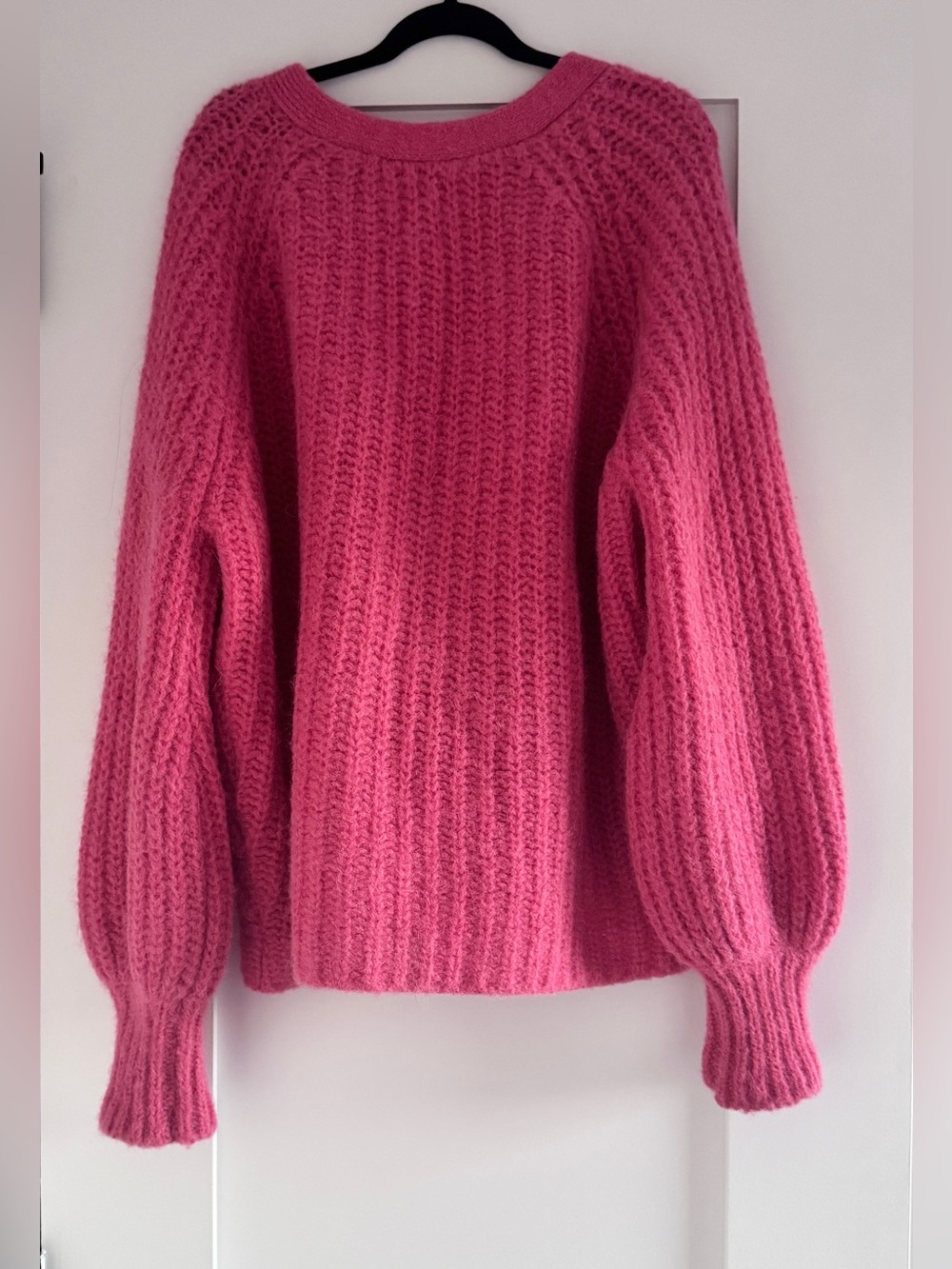 Sezane Basile Cardigan Pop Pink Alpaca Wool Chunky Knit Sweater XS - Picture 7 of 12